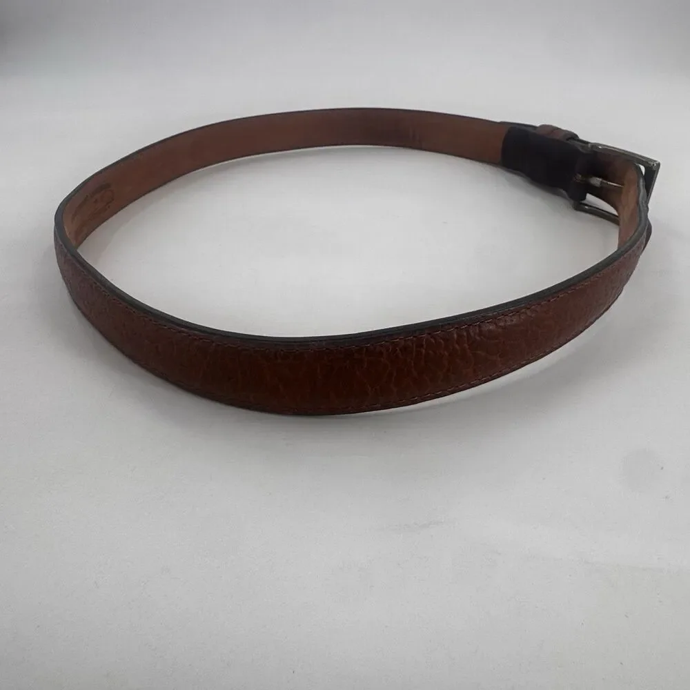 Coronado Brown American Bison Leather Belt ~ Size 36 w/ Brass Buckle Made in USA